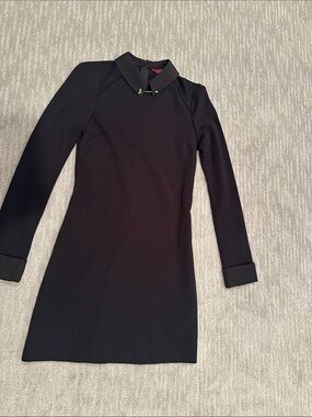 Ted Baker Black Long-Sleeve Collared Shift Dress